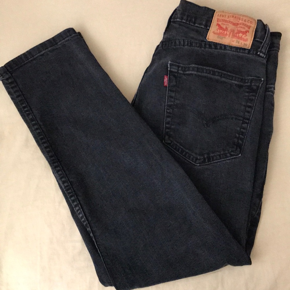 Men’s Levi’s 502 black tapered leg jeans 31x30